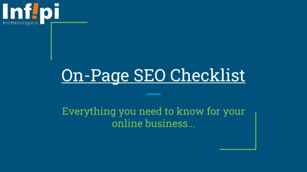 On-Page SEO Checklist for 2020 | Infipi