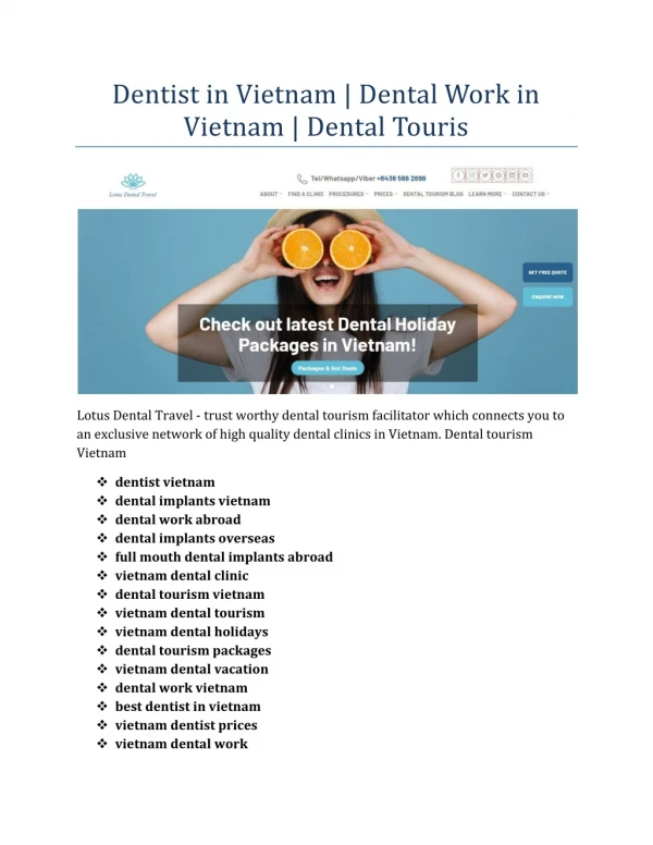vietnam dental holidays
