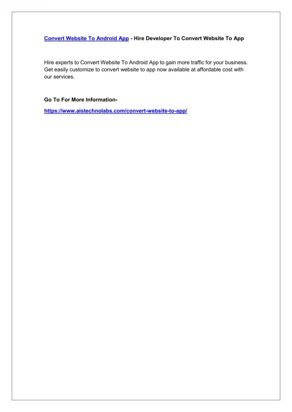 convert website to android app hire developer