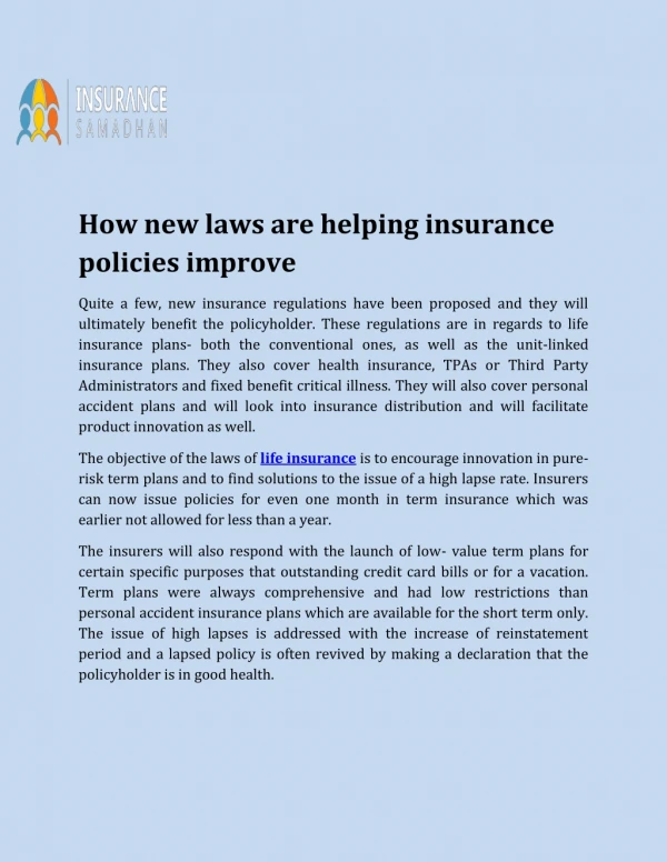 How new laws are helping insurance policies improve