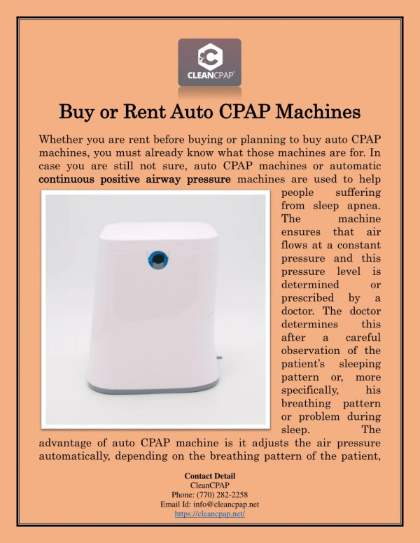 Buy or Rent Auto CPAP Machines