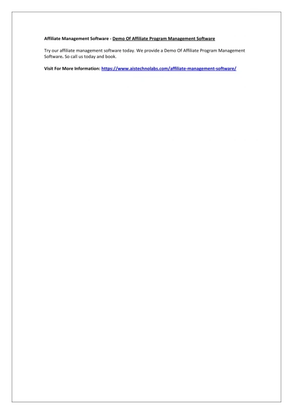 affiliate management software demo of affiliate
