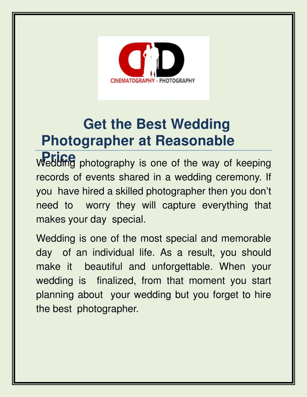 get the best wedding photographer at reasonable price