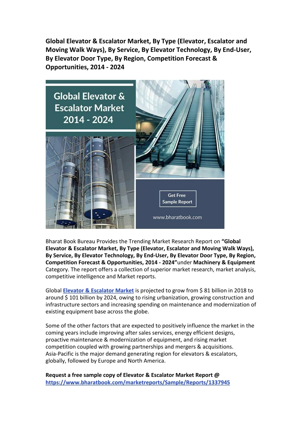 global elevator escalator market by type elevator