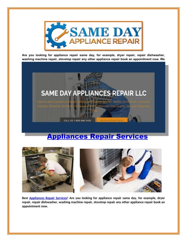 Quality Appliances Repair Services Same Day