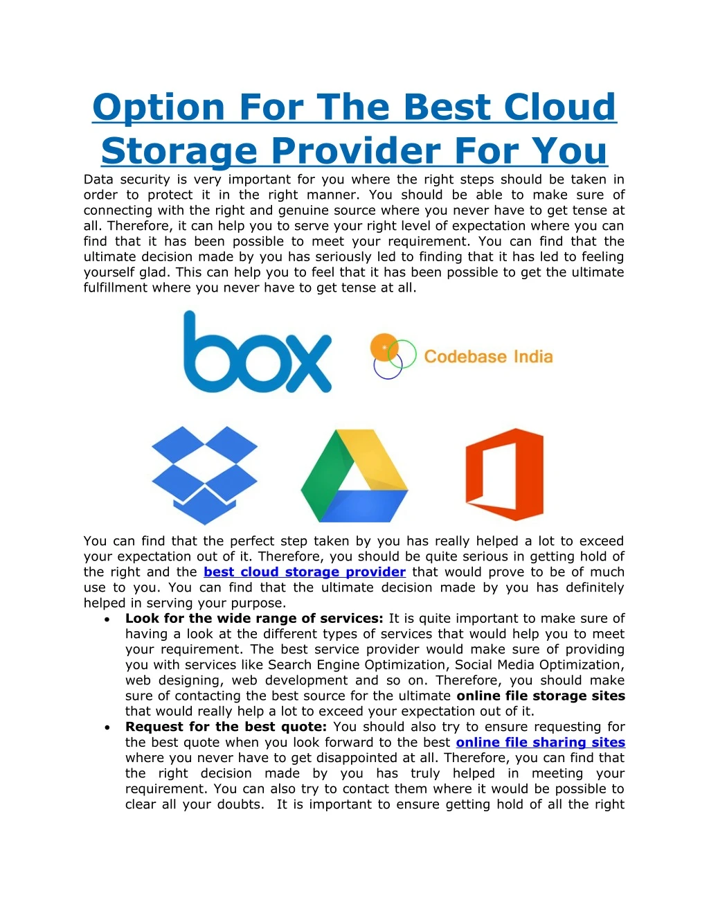 option for the best cloud storage provider