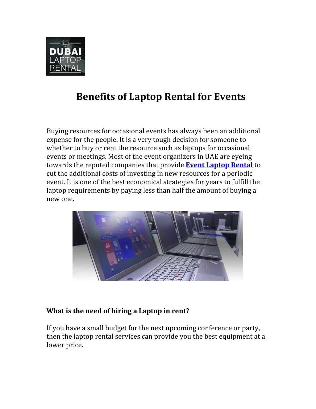 benefits of laptop rental for events buying