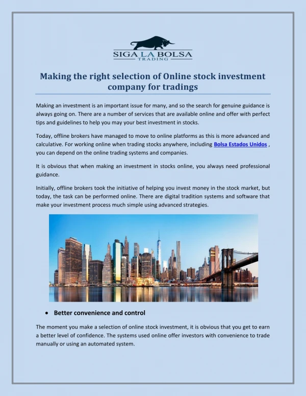 making the right selection of online stock