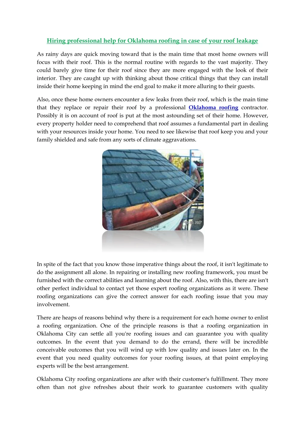 hiring professional help for oklahoma roofing