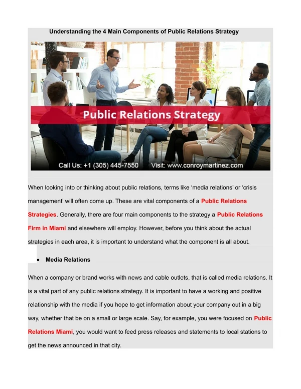 Understanding the 4 Main Components of Public Relations Strategy