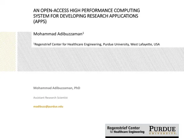 An open-access high performance computing system for developing research applications (apps)