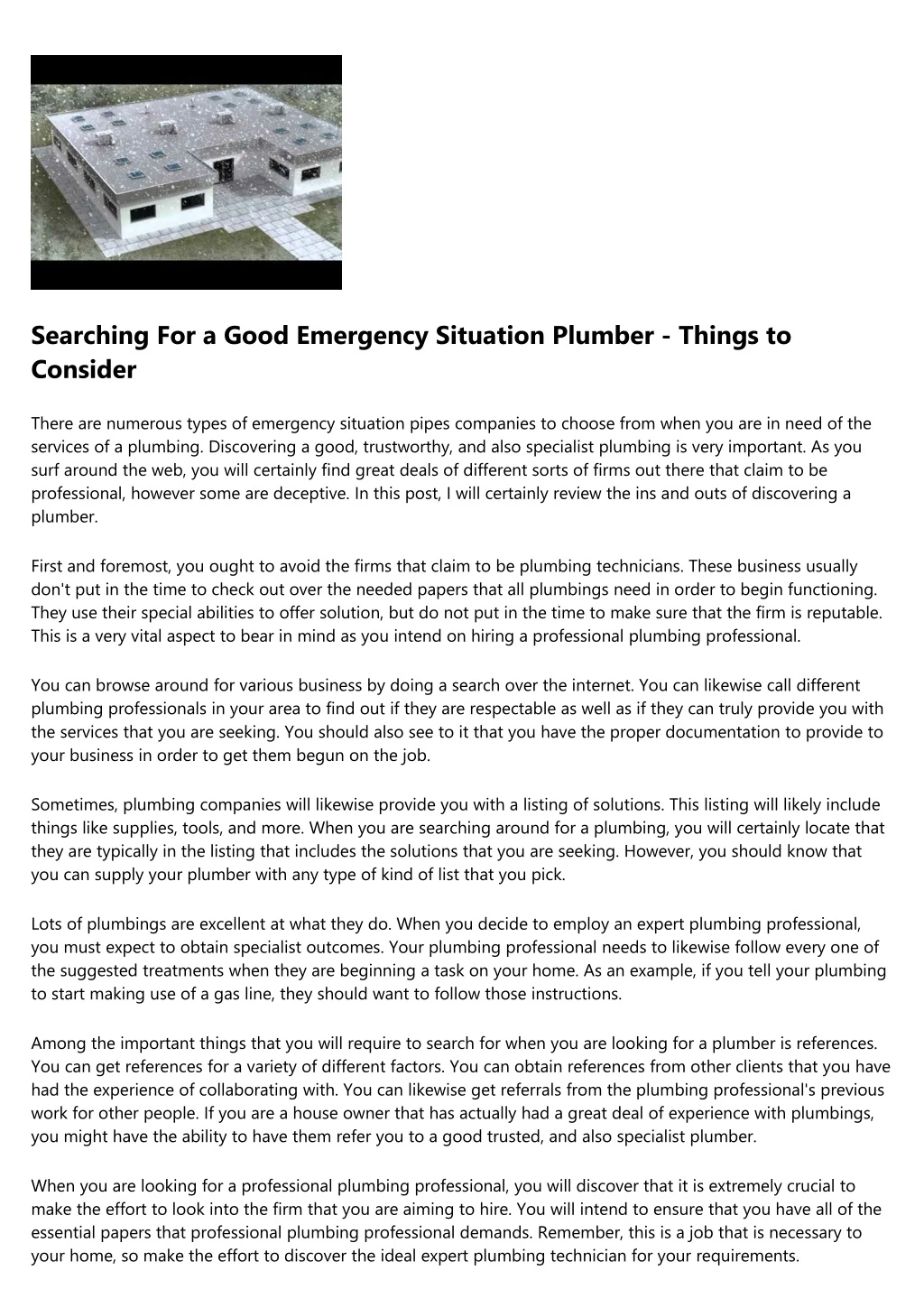 searching for a good emergency situation plumber