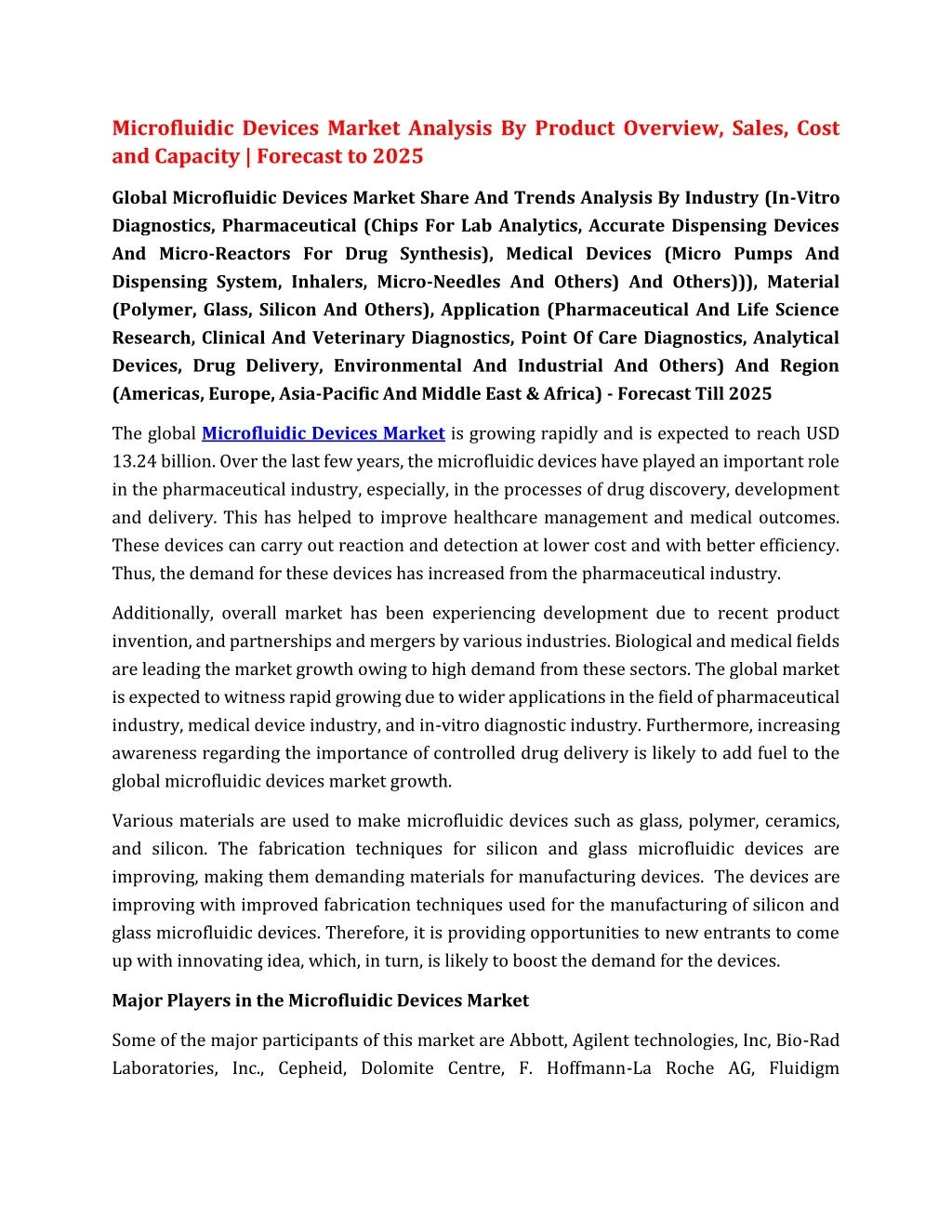 microfluidic devices market analysis by product