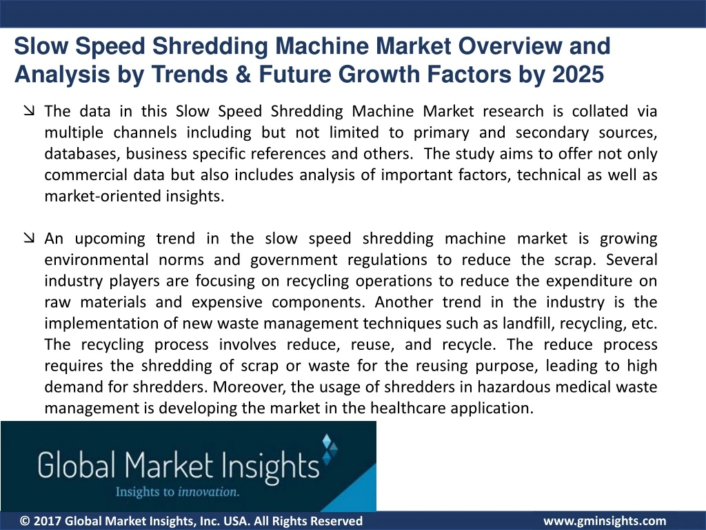 slow speed shredding machine market overview