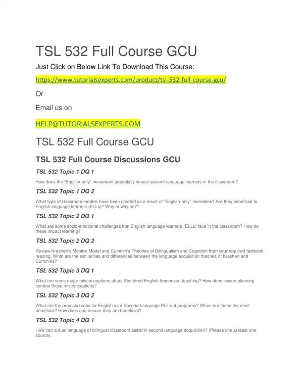 TSL 532 Full Course GCU
