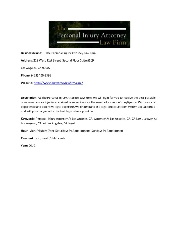 The Personal Injury Attorney Law Firm