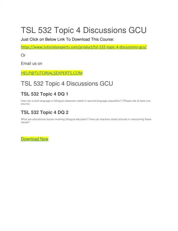 TSL 532 Topic 4 Discussions GCU