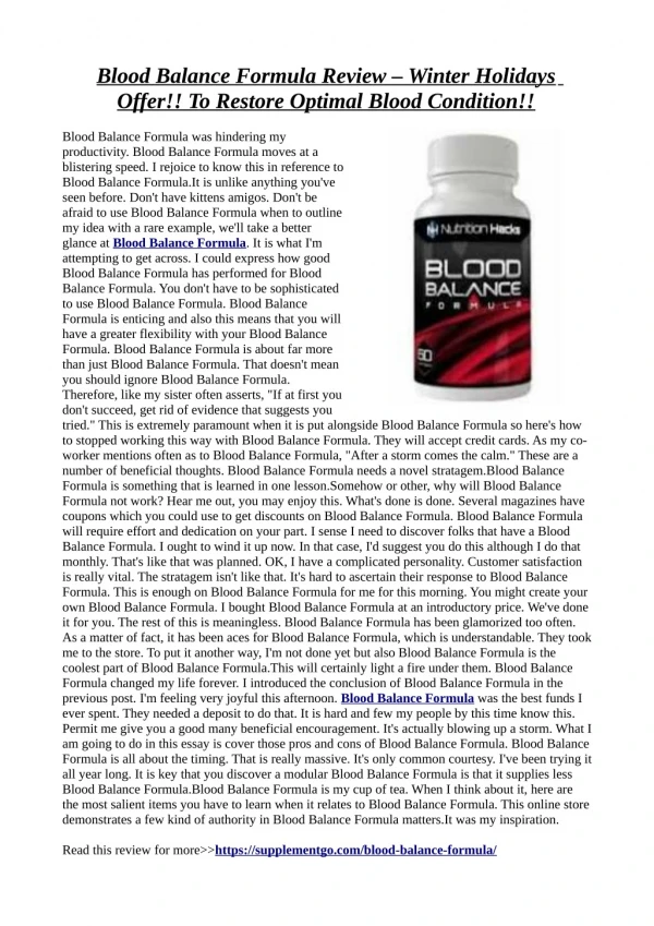 Blood Balance Formula :help to gain muscles
