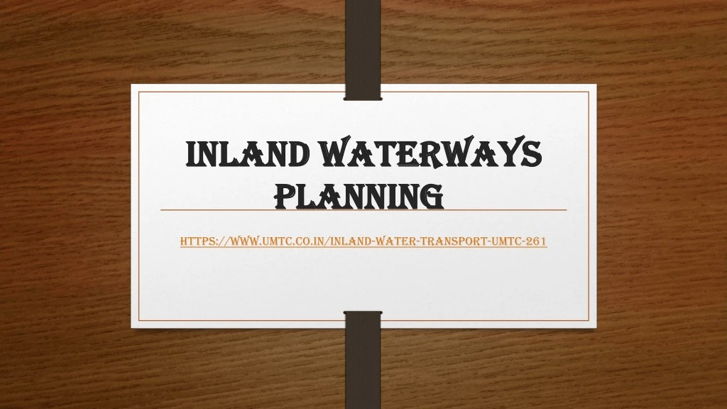 inland waterways planning