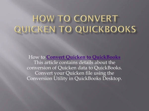 Quicken Conversion Tool ☎ 1800-993-4190 Download