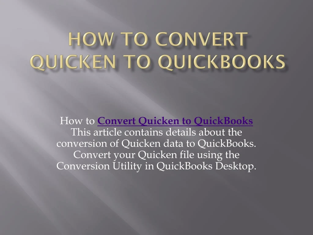 how to convert quicken to quickbooks