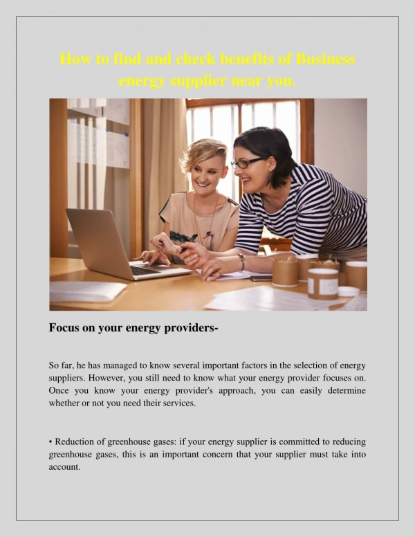 How to find and check benefits of Business energy supplier near you.