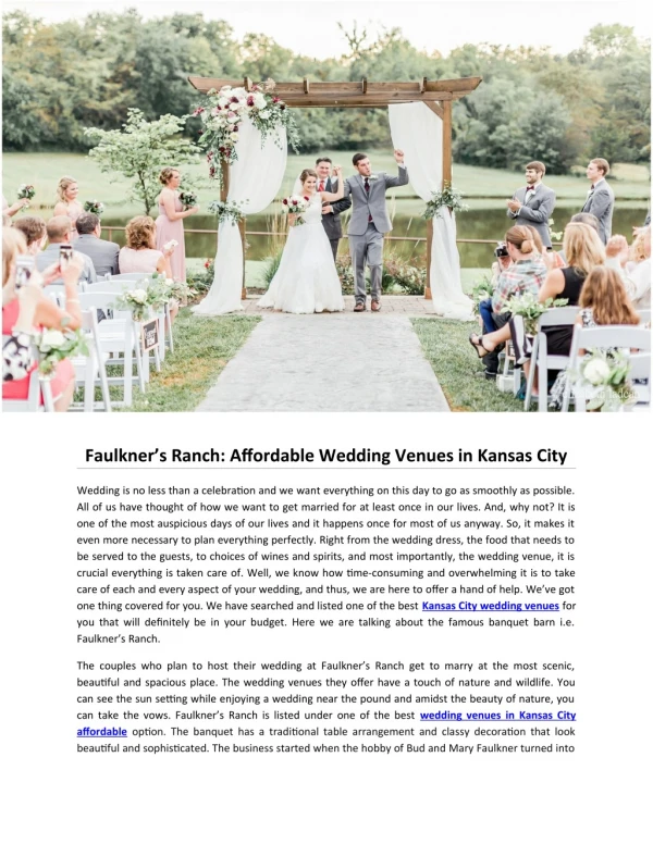 Faulkner’s Ranch: Affordable Wedding Venues in Kansas City