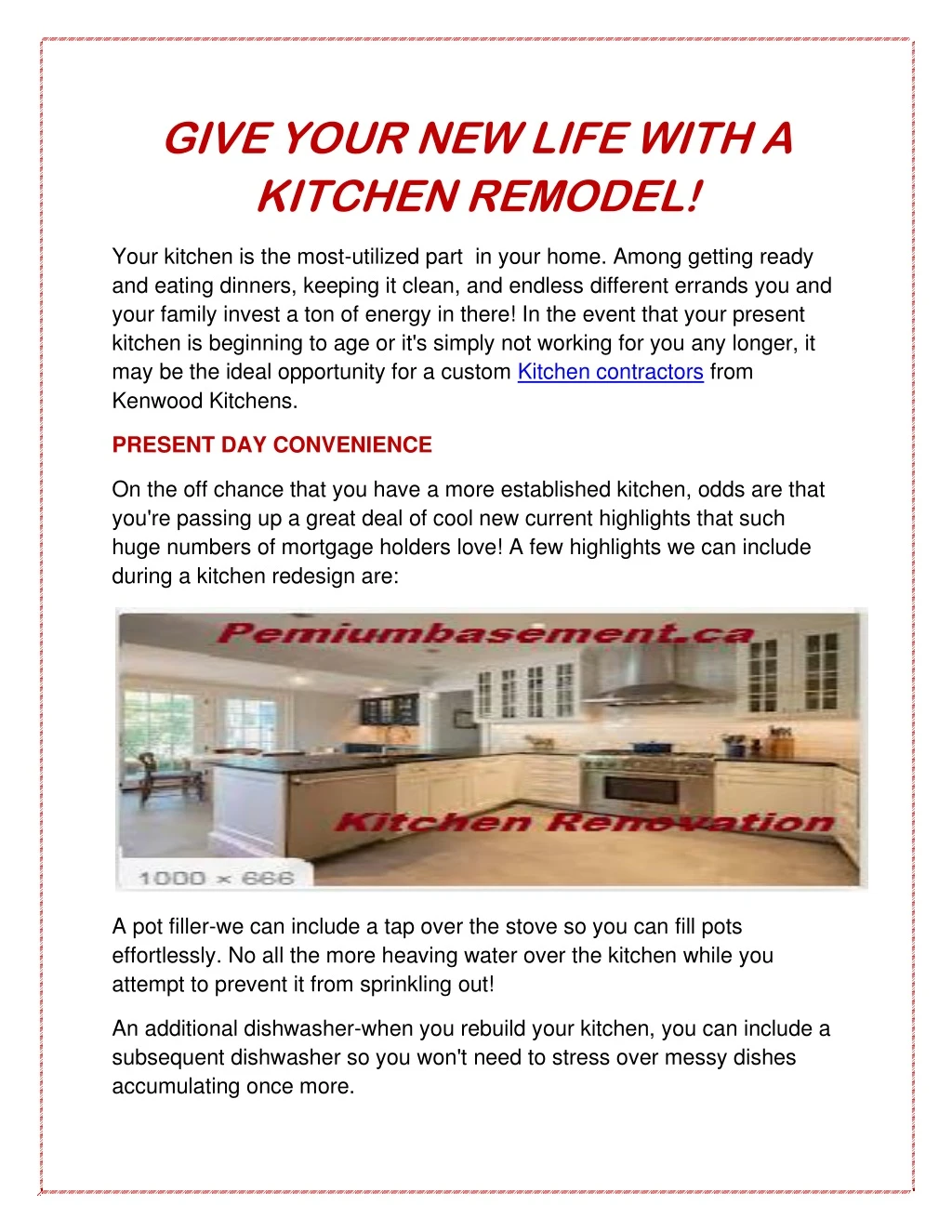 give your new life with a kitchen remodel