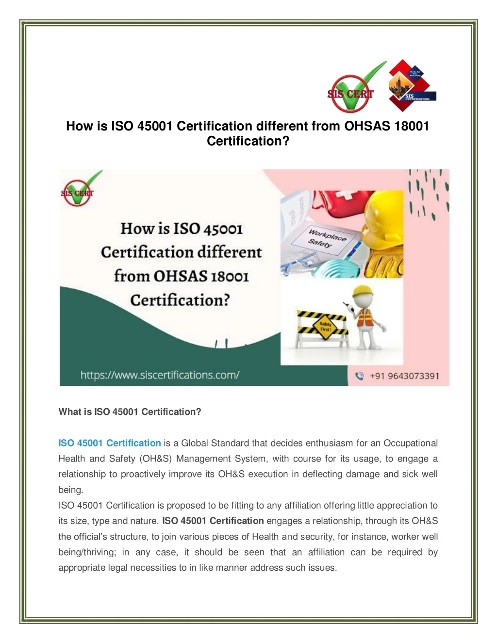 how is iso 45001 certification different from