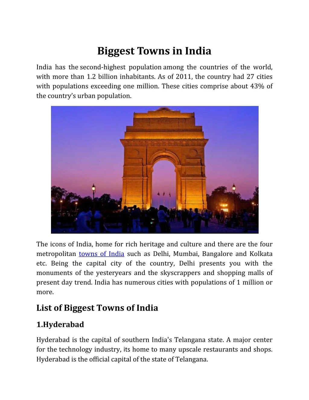 biggest towns in india