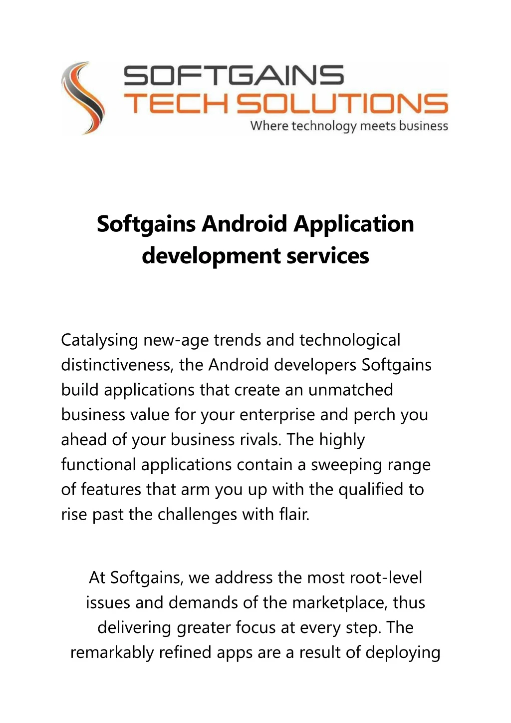 softgains android application development services