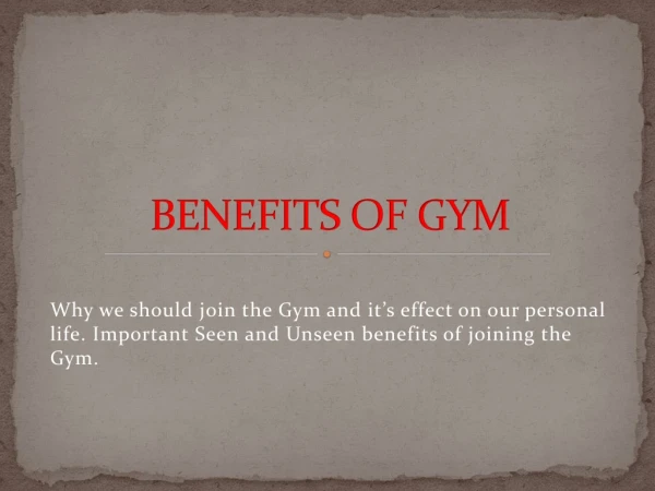 Important Benefits of Gym