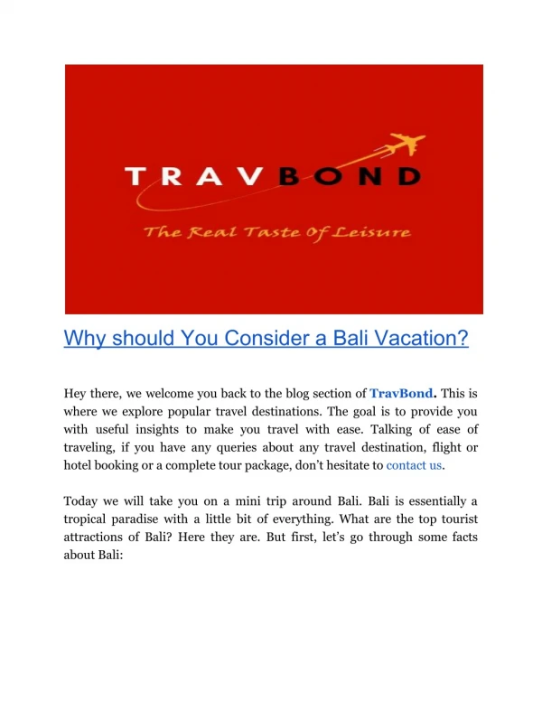 Why you should consider a Bali vacation?