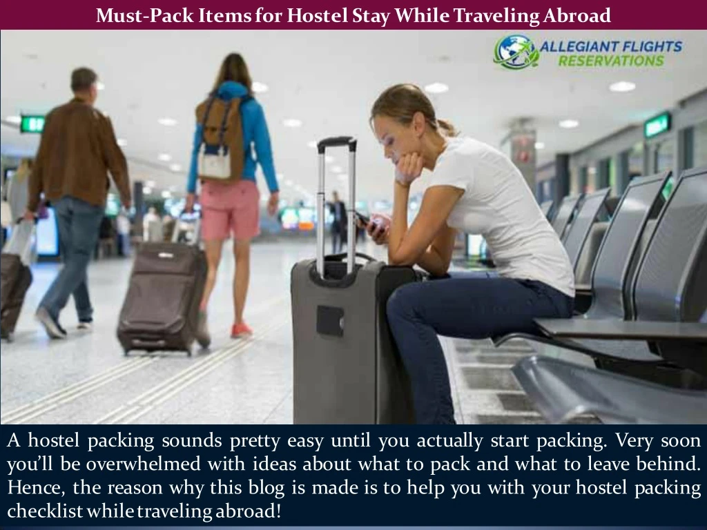 must pack items for hostel stay while traveling