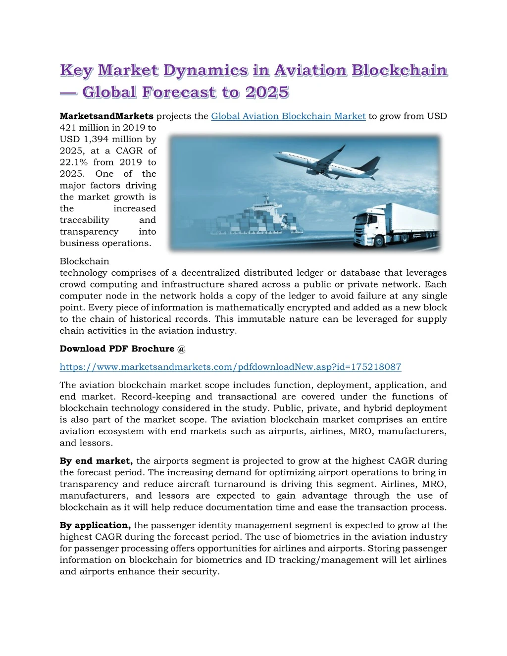 marketsandmarkets projects the global aviation