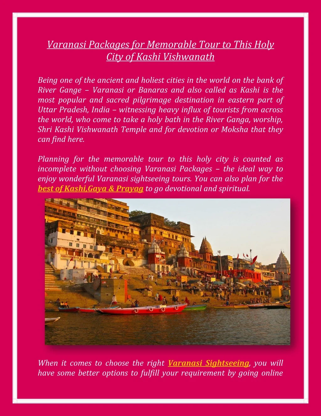 varanasi packages for memorable tour to this holy