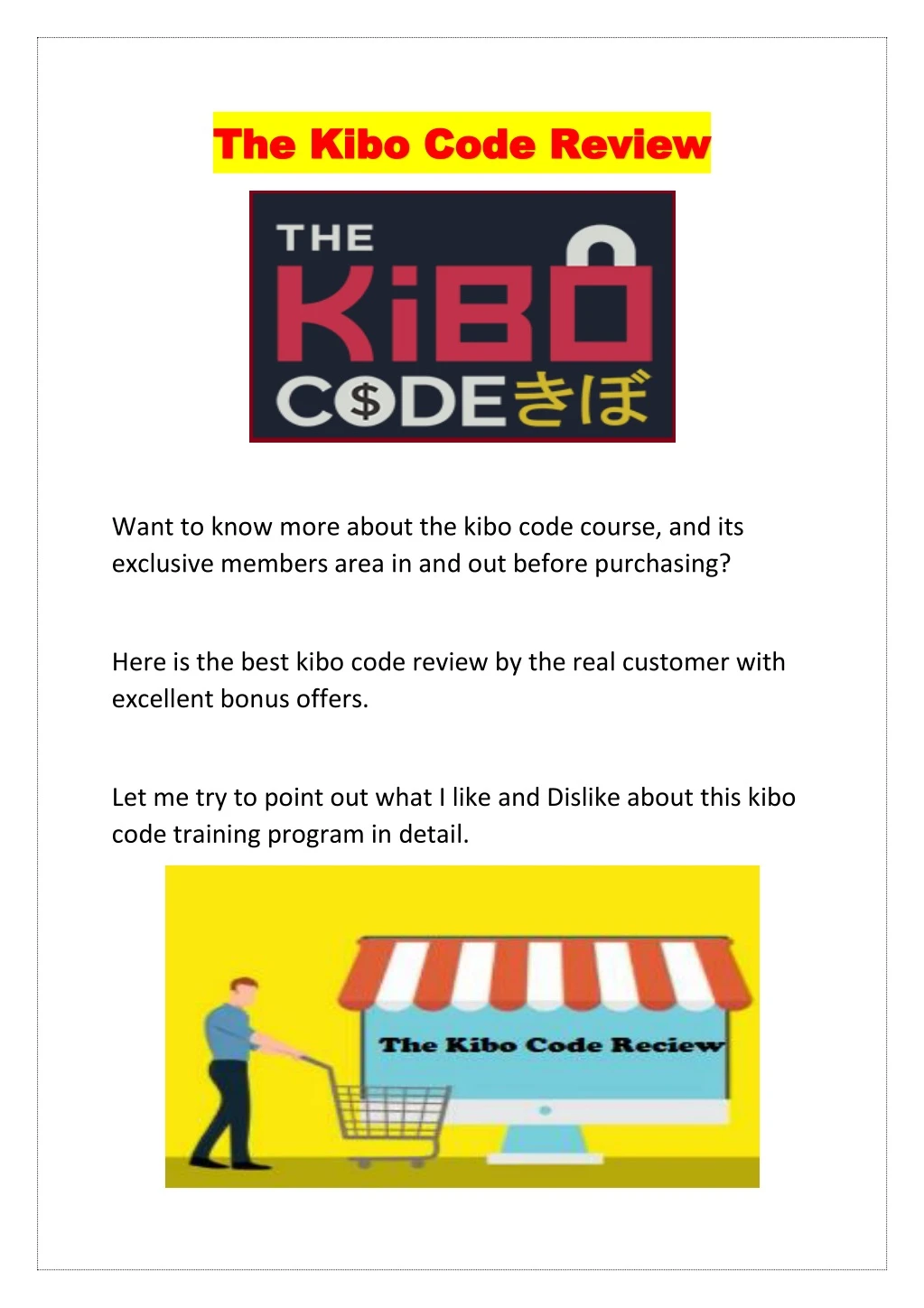 the the kibo code revie kibo code review