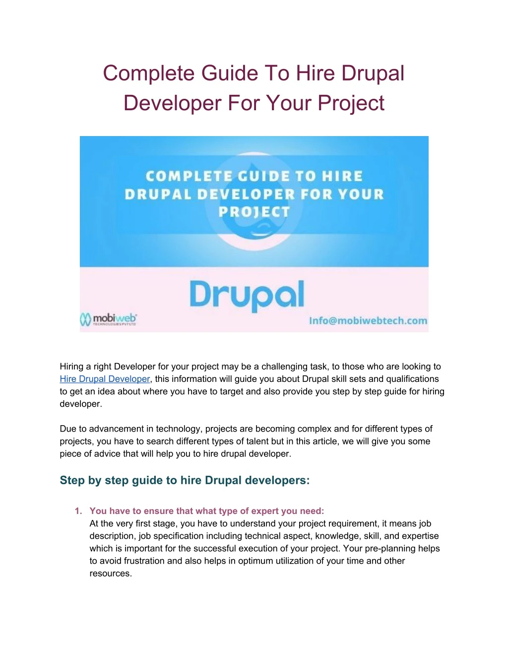 complete guide to hire drupal developer for your