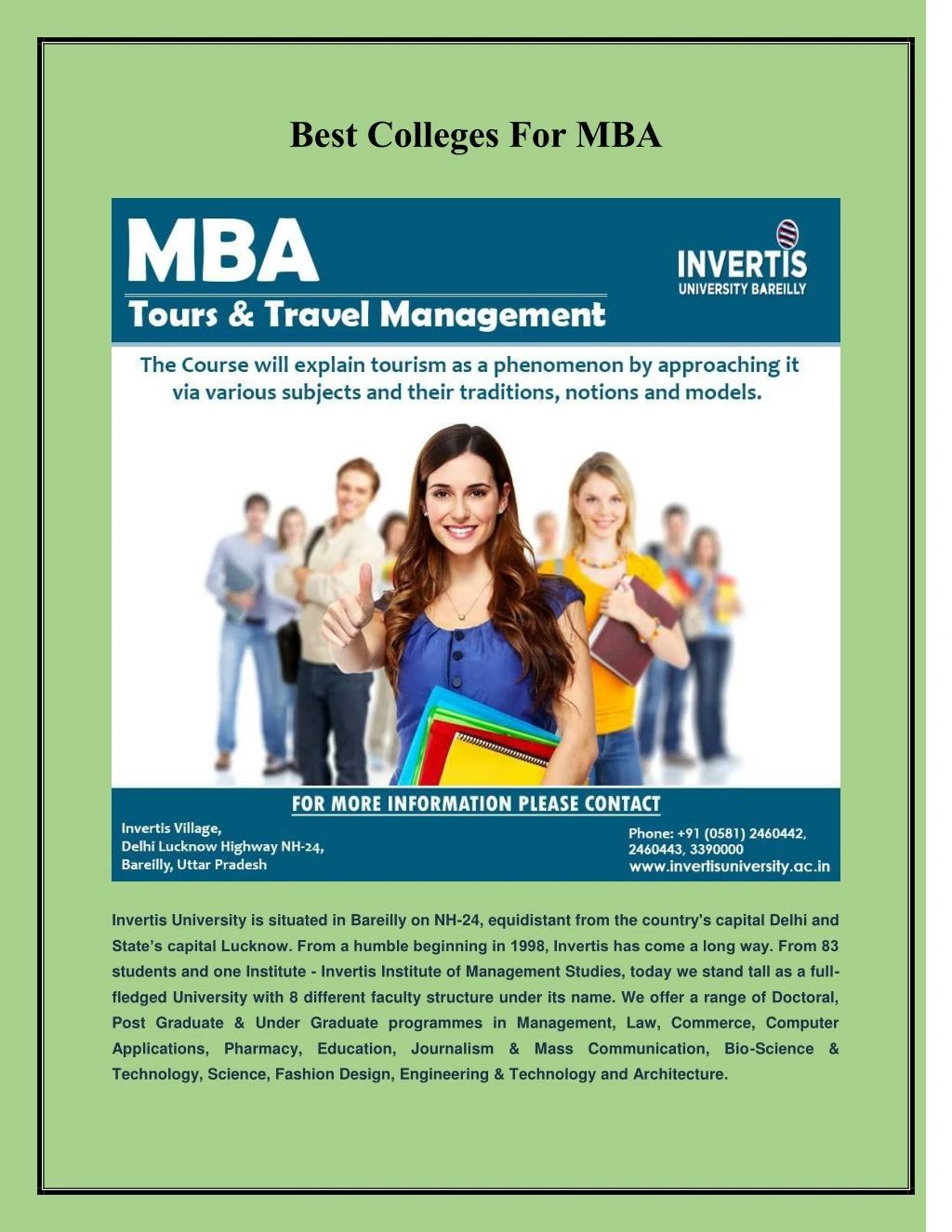 best colleges for mba