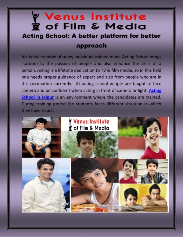 acting school a better platform for better