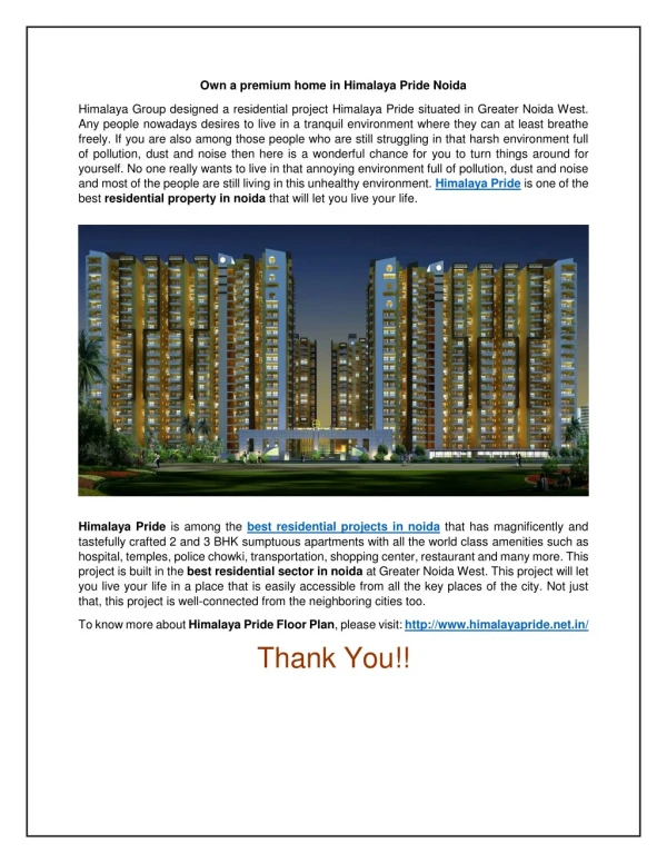 own a premium home in himalaya pride noida