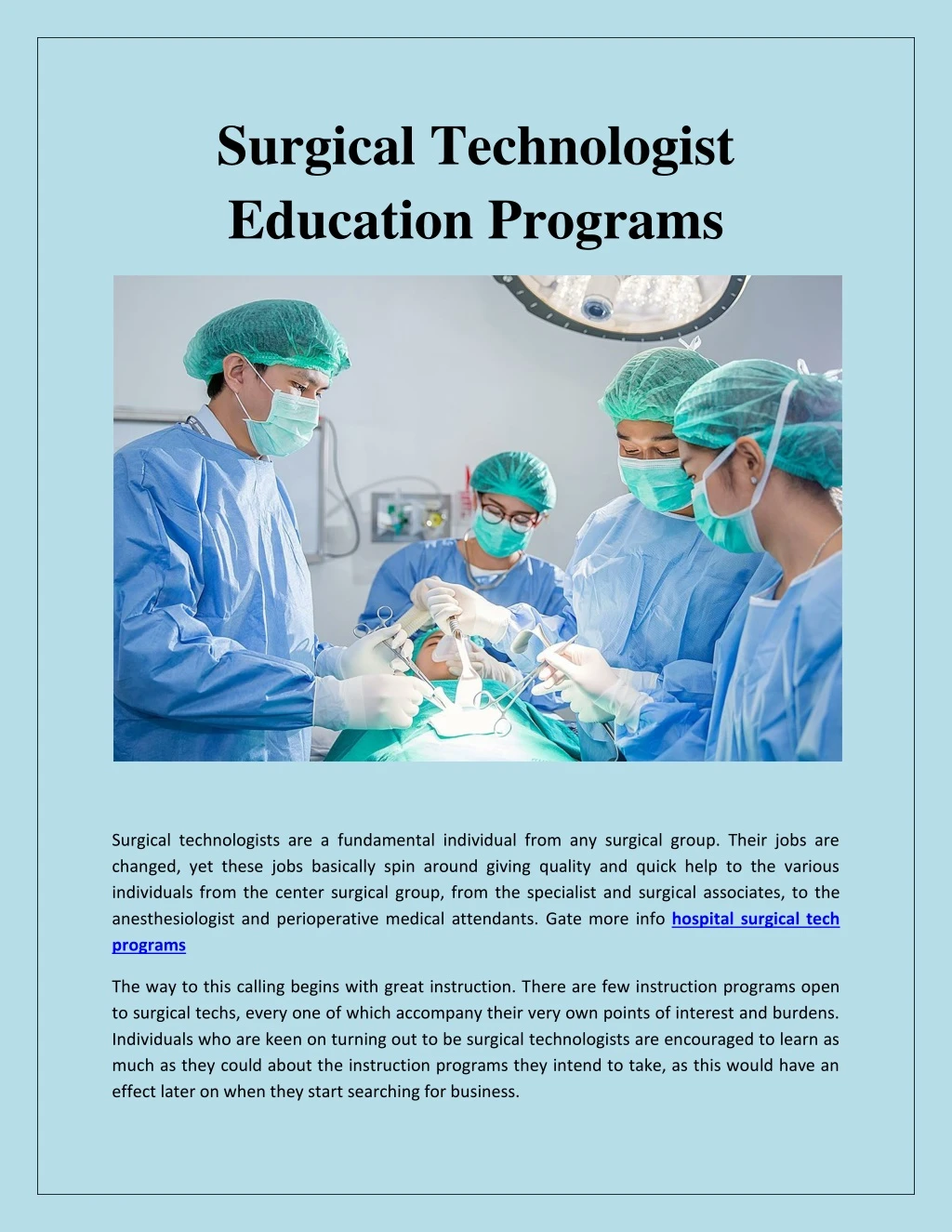 surgical technologist education programs