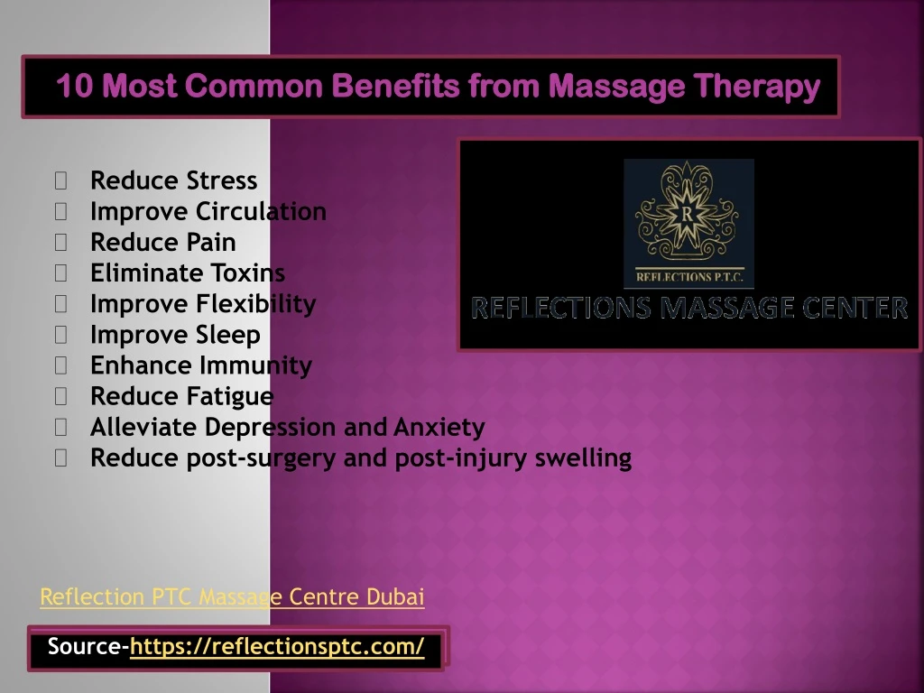 10 most common benefits from massage therapy