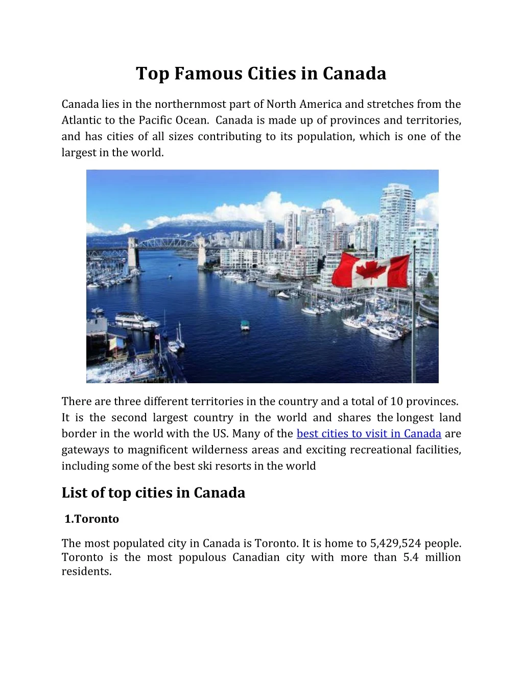 top famous cities in canada