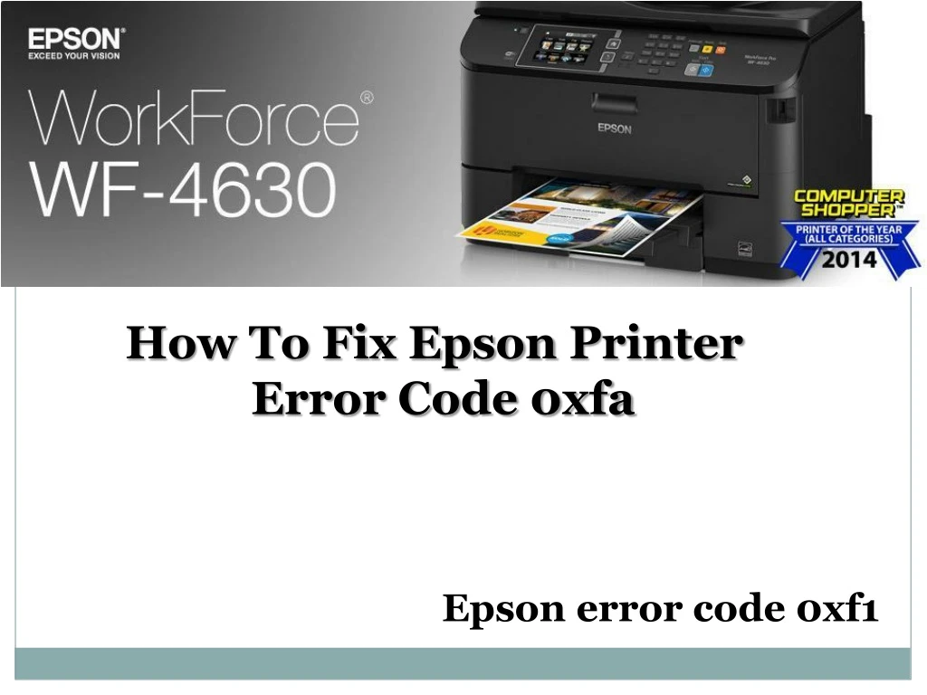 how to fix epson printer error code 0xfa