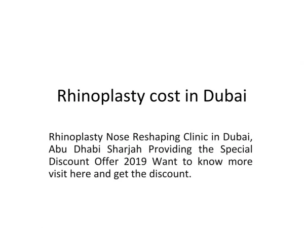 rhinoplasty cost in Dubai