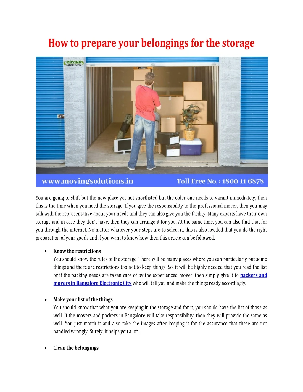 how to prepare your belongings for the storage