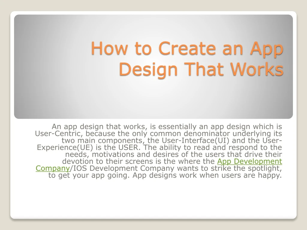 how to create an app design that works