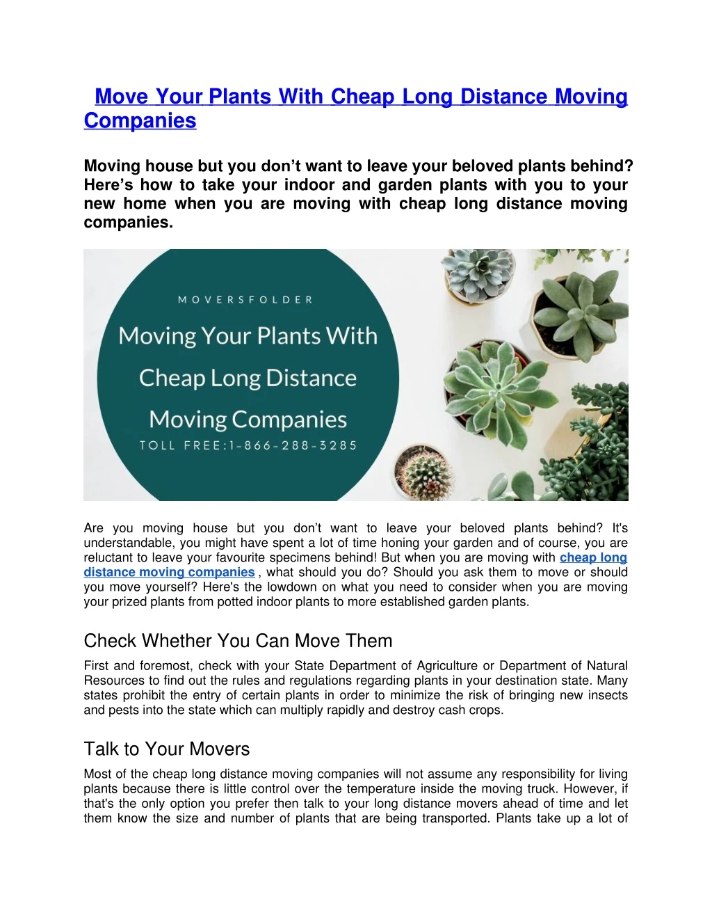 move your plants with cheap long distance moving