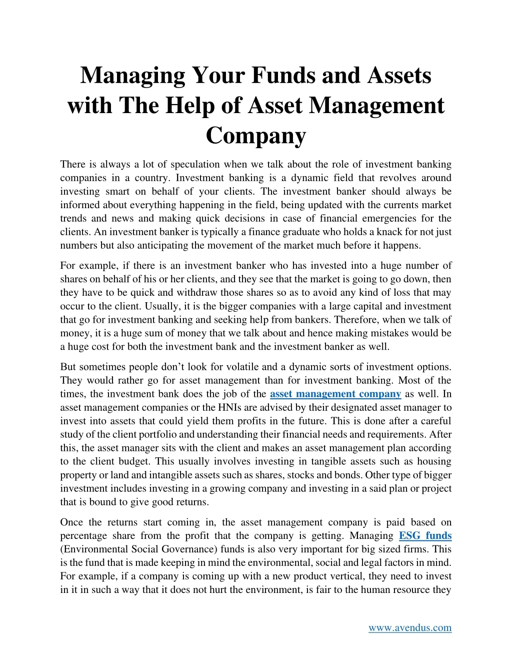 managing your funds and assets with the help